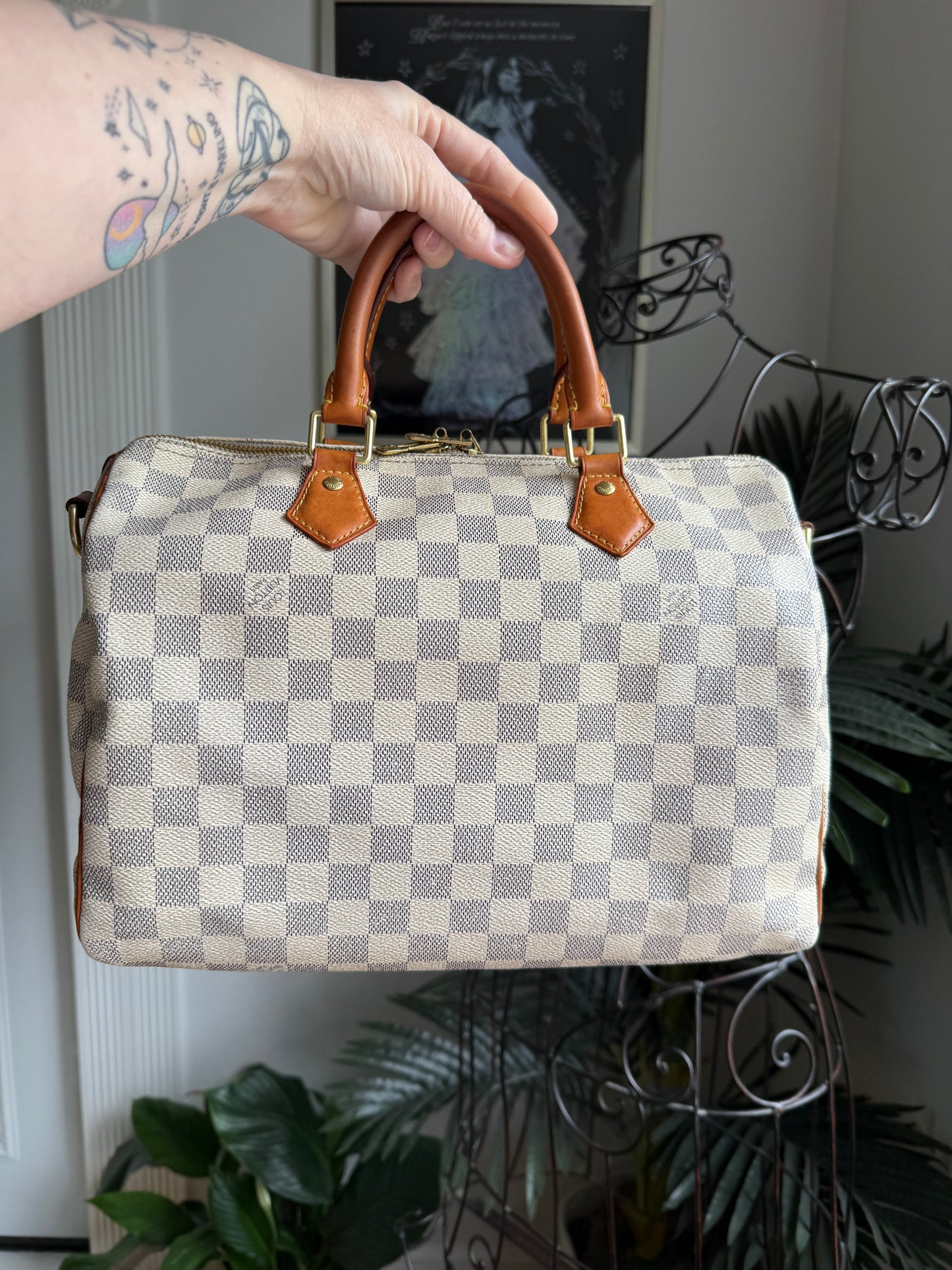 Preloved Authentic LV Speedy 30 Bando Damier Azure