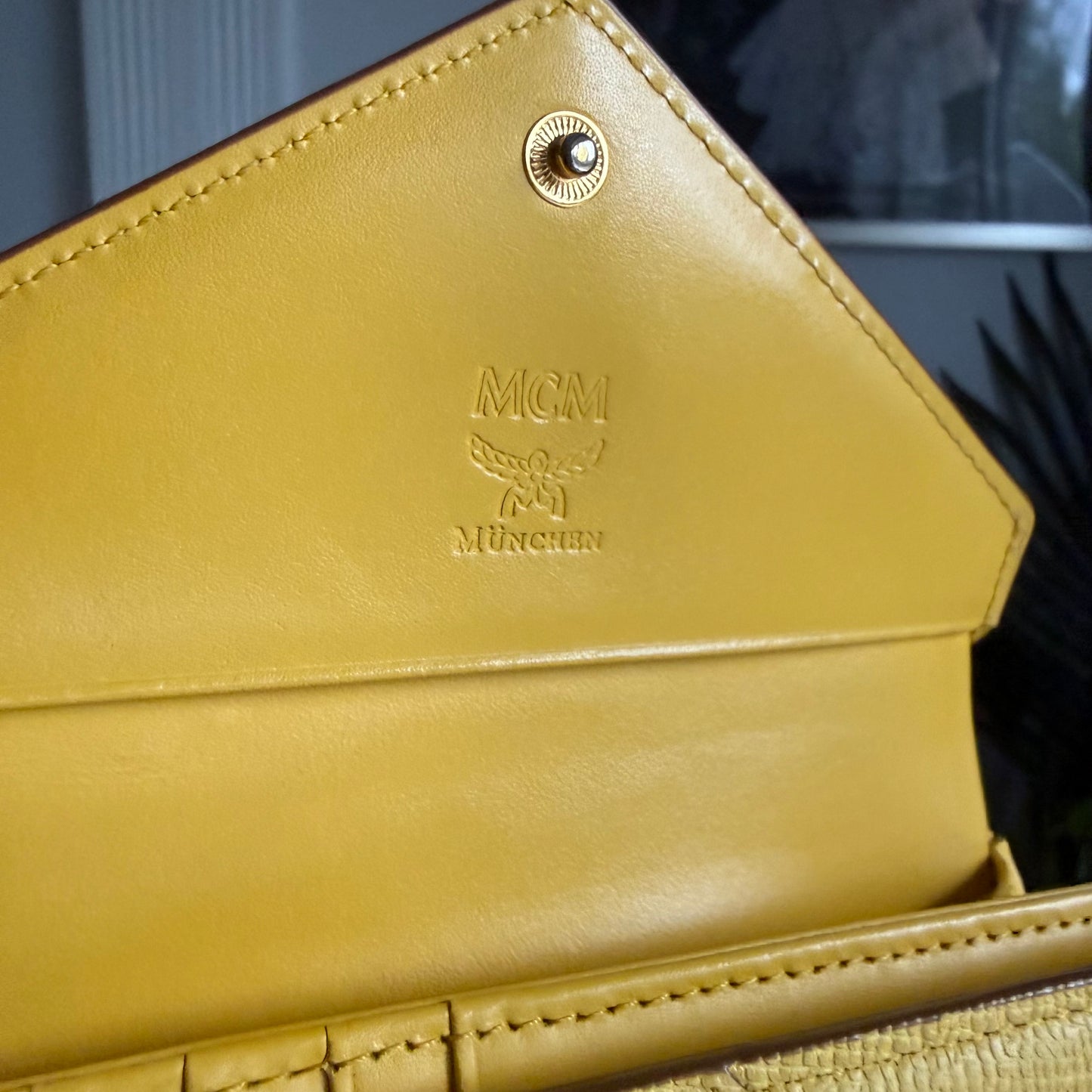 Authentic Preloved Classic Quiet Luxury Coastal Grandma MCM Yellow Leather Short Wallet