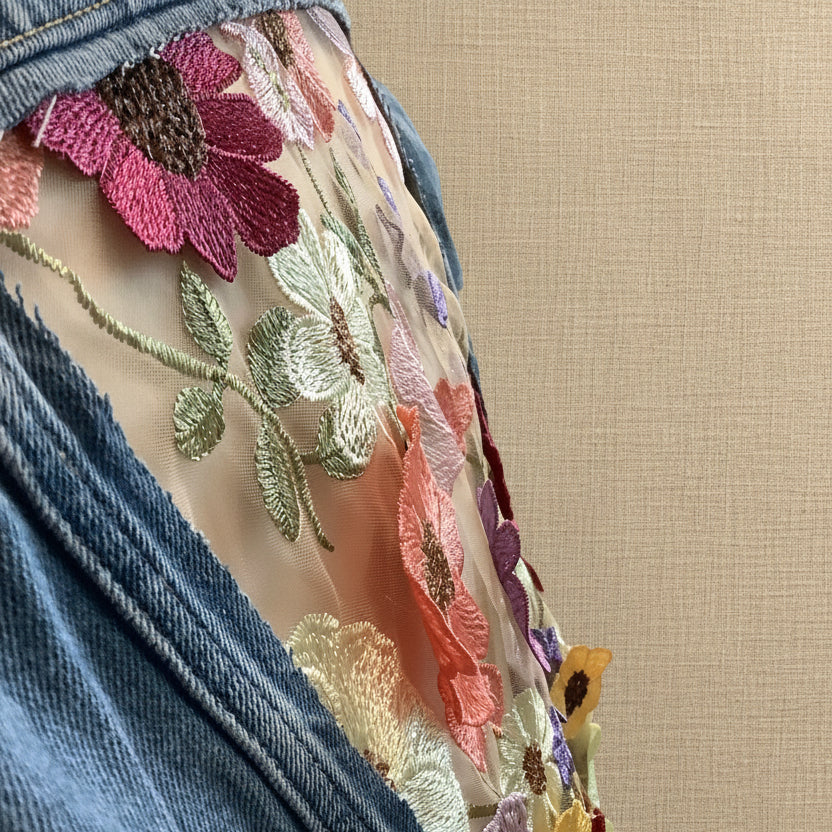 The PIANO Jacket || Handsewn Floral Appliqué Denim Jacket *Preorder