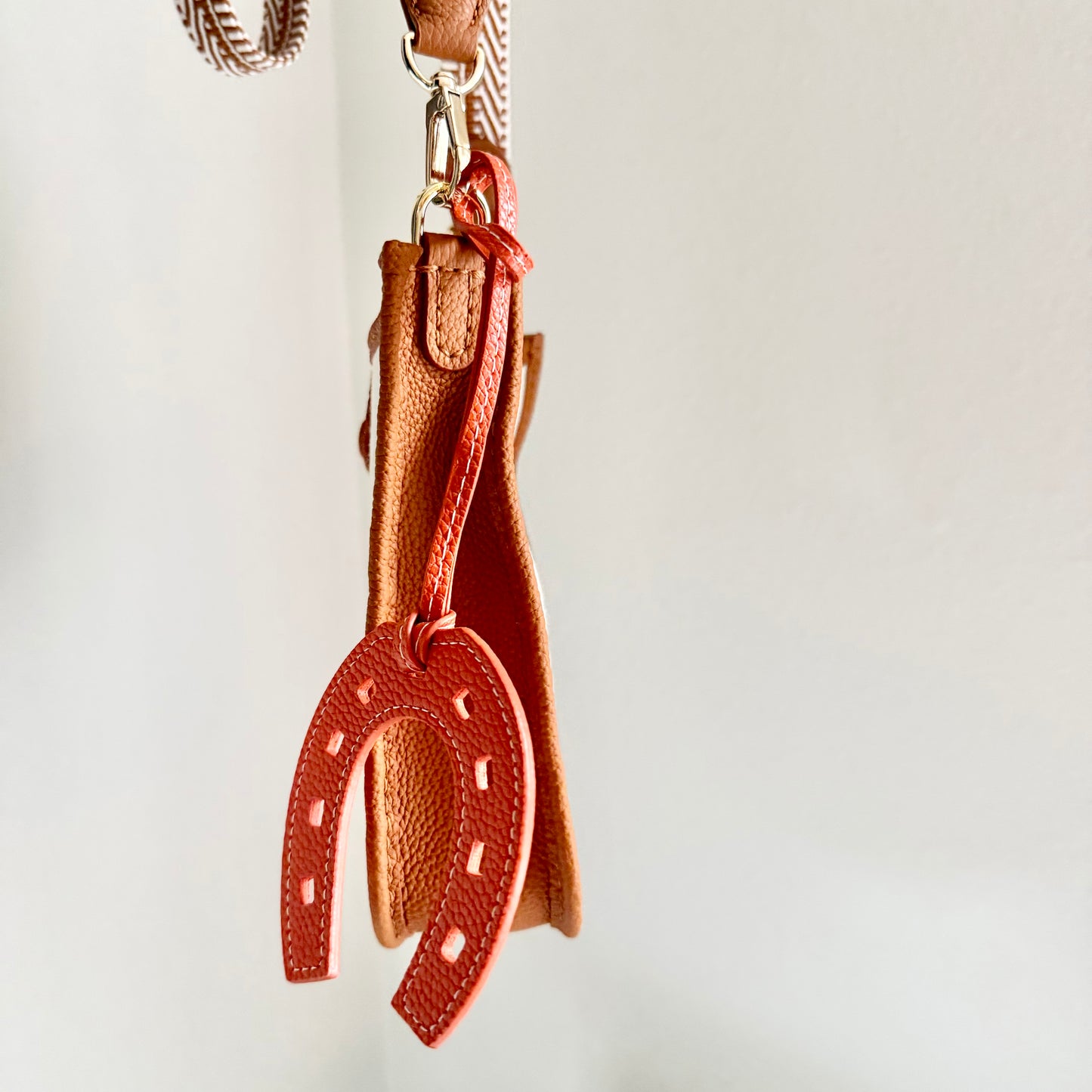 HORSE & RIDER || Handmade Upcycled Luxury Dustbag Slim Small Crossbody Shoulder Bag with charm