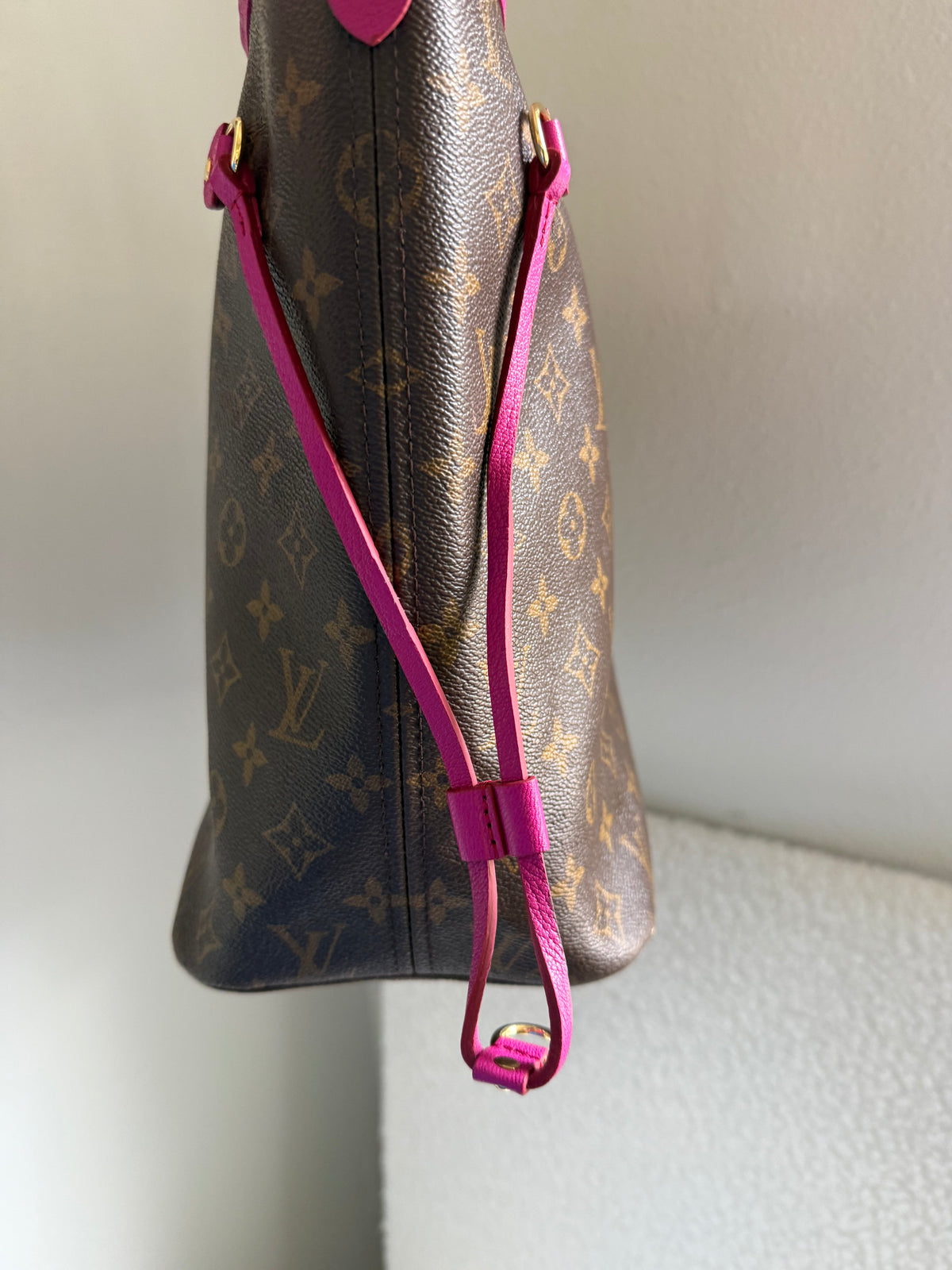 Authentic Preloved Restored Rose Pink Leather LV Neverfull MM
