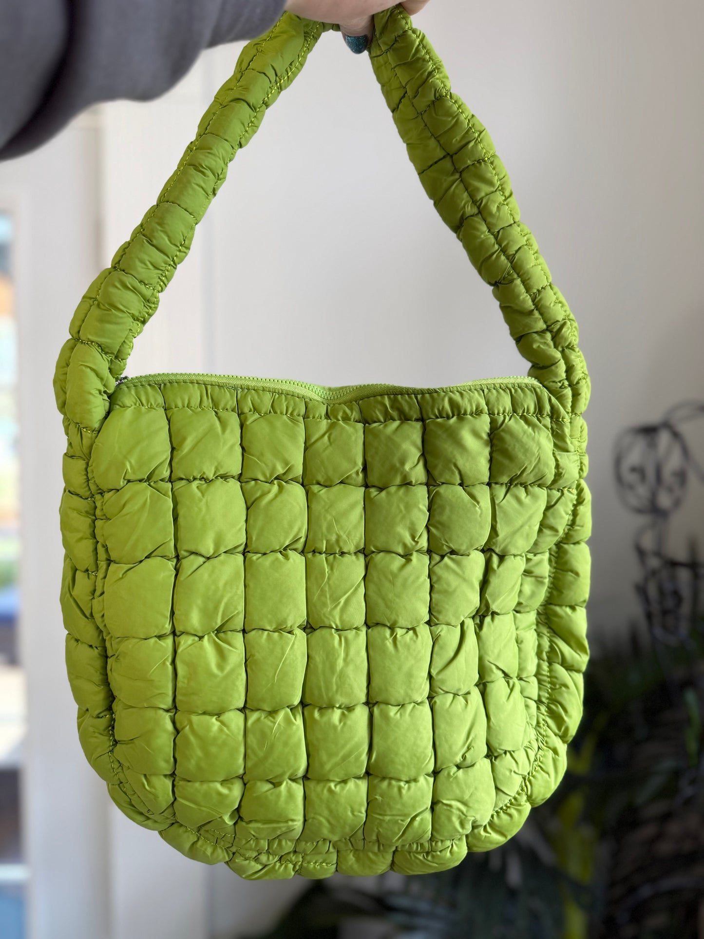 BLIND FOR LOVE Green Puffer Bag