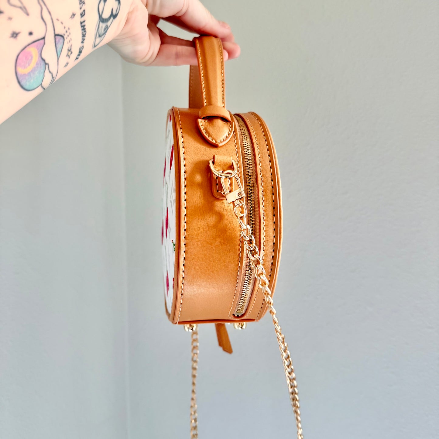 The MOON & SATURN Handbag || Handmade Upcycled Cherry Circle Crossbody Purse