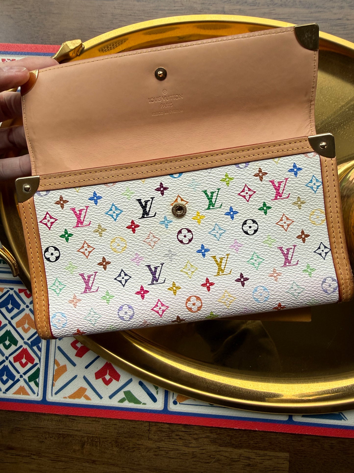 Authentic Preloved Vintage LV x Murakami White Multicolore International Wallet