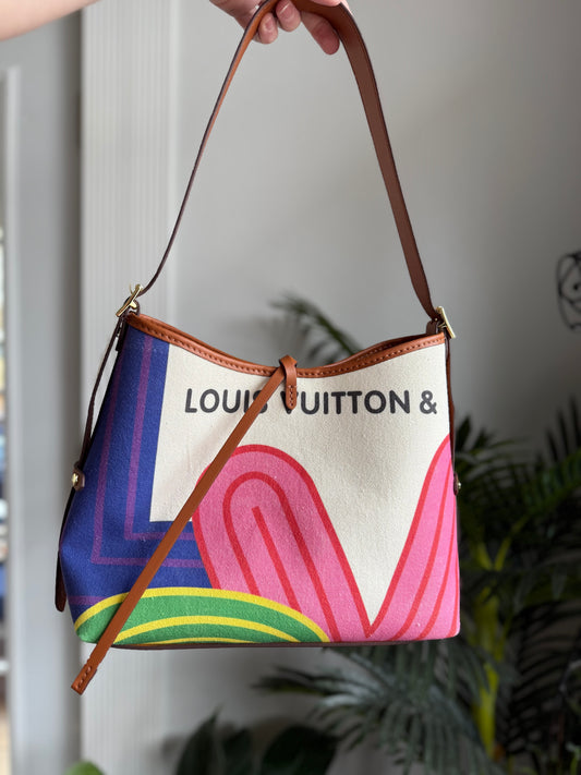 RTS - TAN Multicolor Handmade Upcycled Hobo Bag