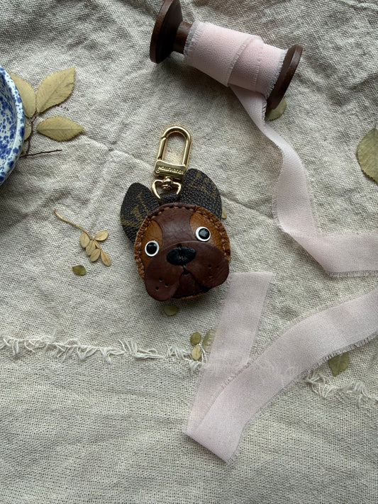 CLARA BONE ||Handmade Upcycled Luxury Frenchie Bag Charm *Various Colors*