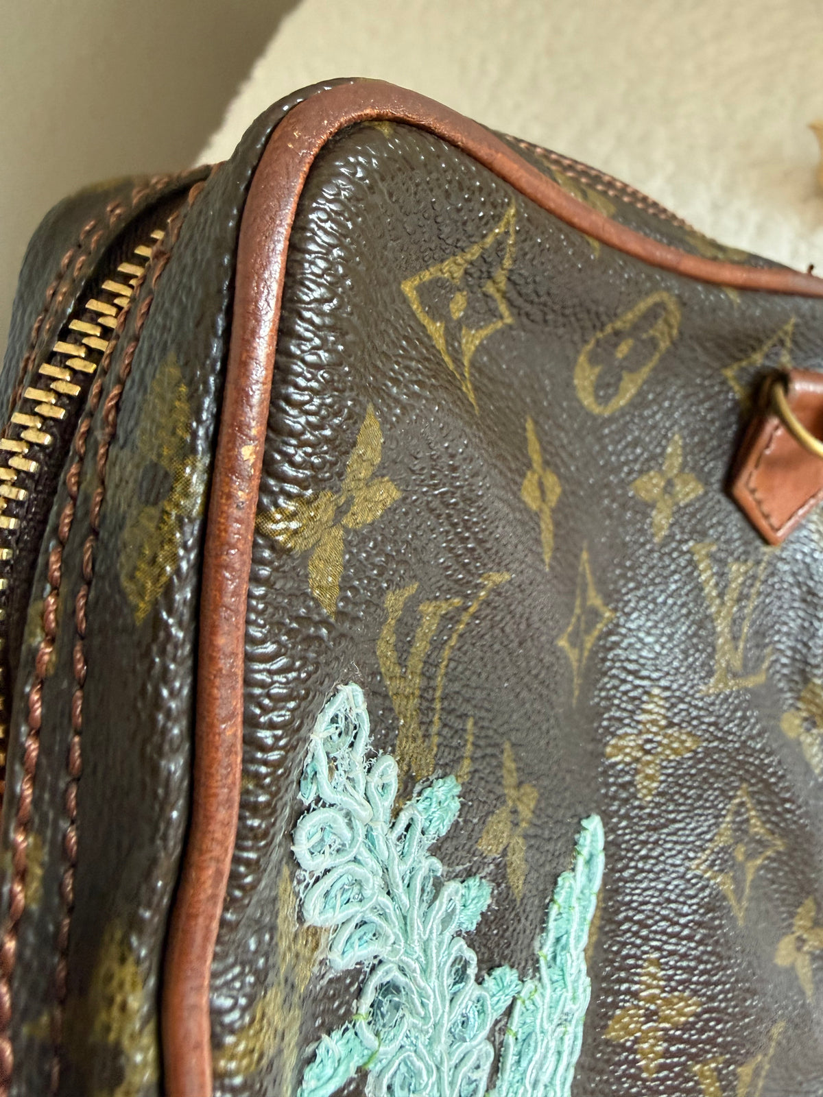 Authentic Preloved Custom Embroidered Beaded Reimagined Nautical Vintage Mini Amazone Crossbody Bag