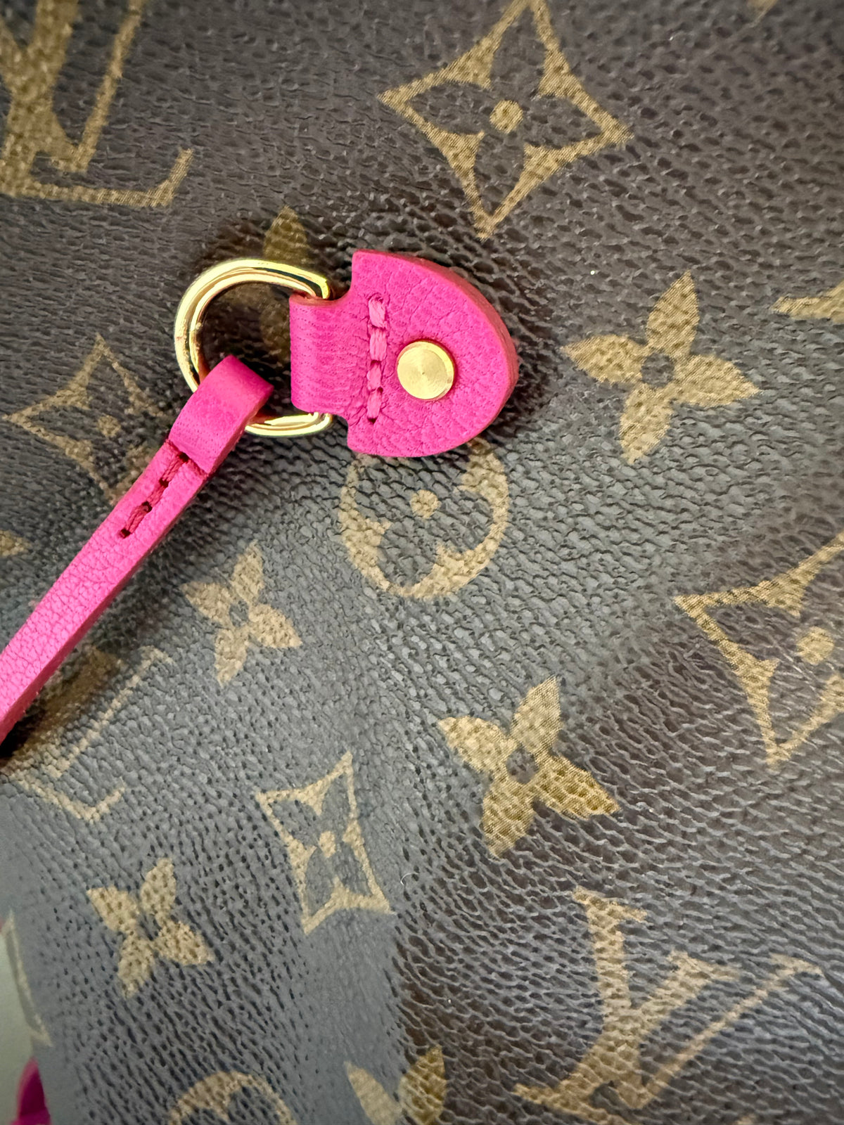 Authentic Preloved Restored Rose Pink Leather LV Neverfull MM