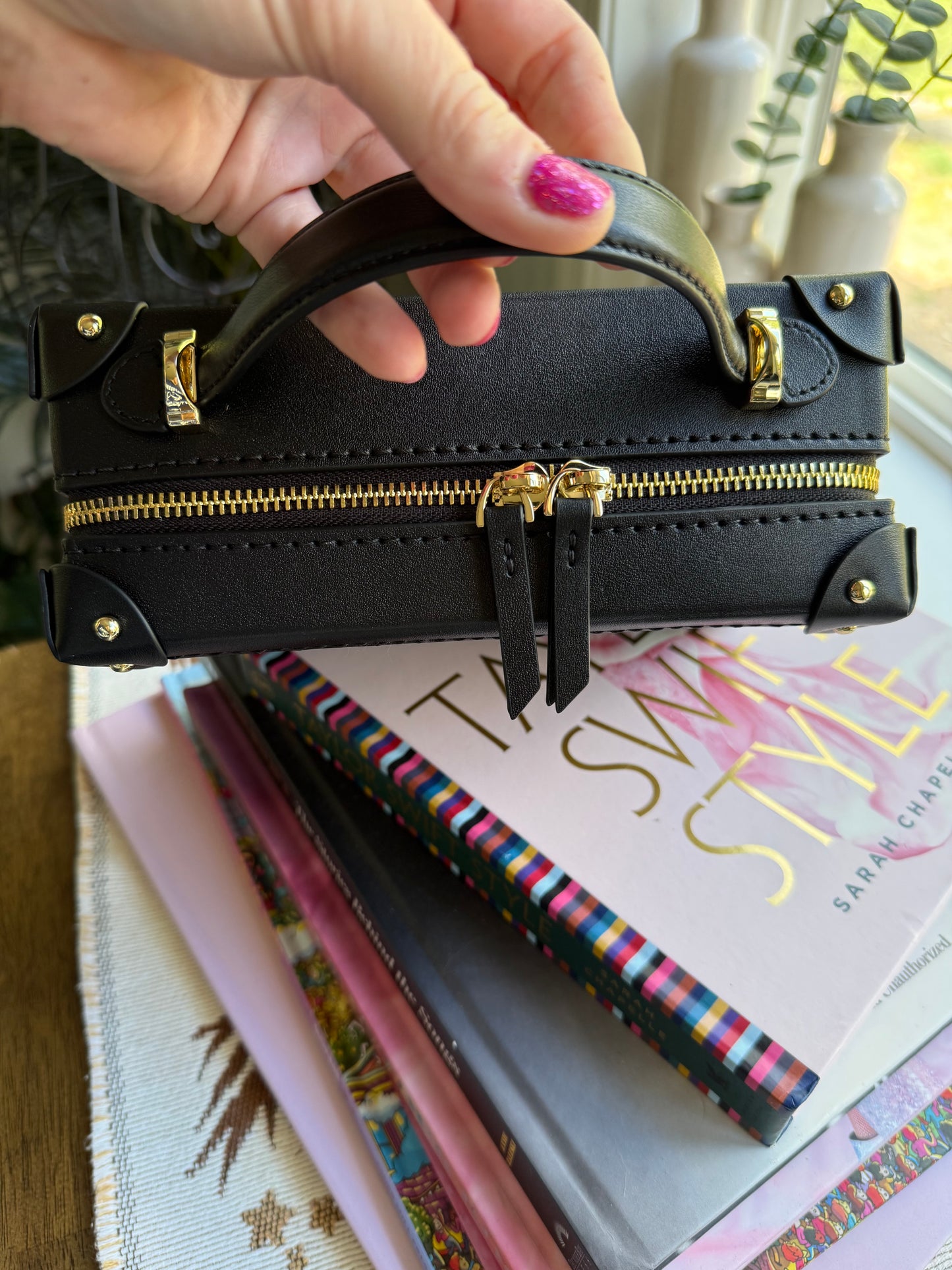 The T&T Trunk Bag || Handmade Upcycled Luxury Black & Mono
