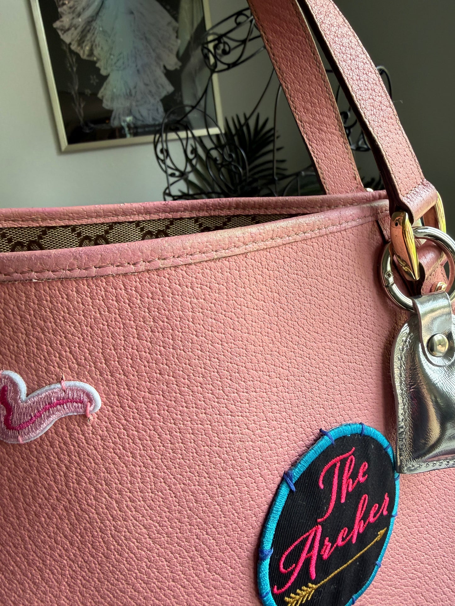 SOLD * Preloved Reimagined Authentic Vintage 2005 Pink Leather Gucci Abbey Tote