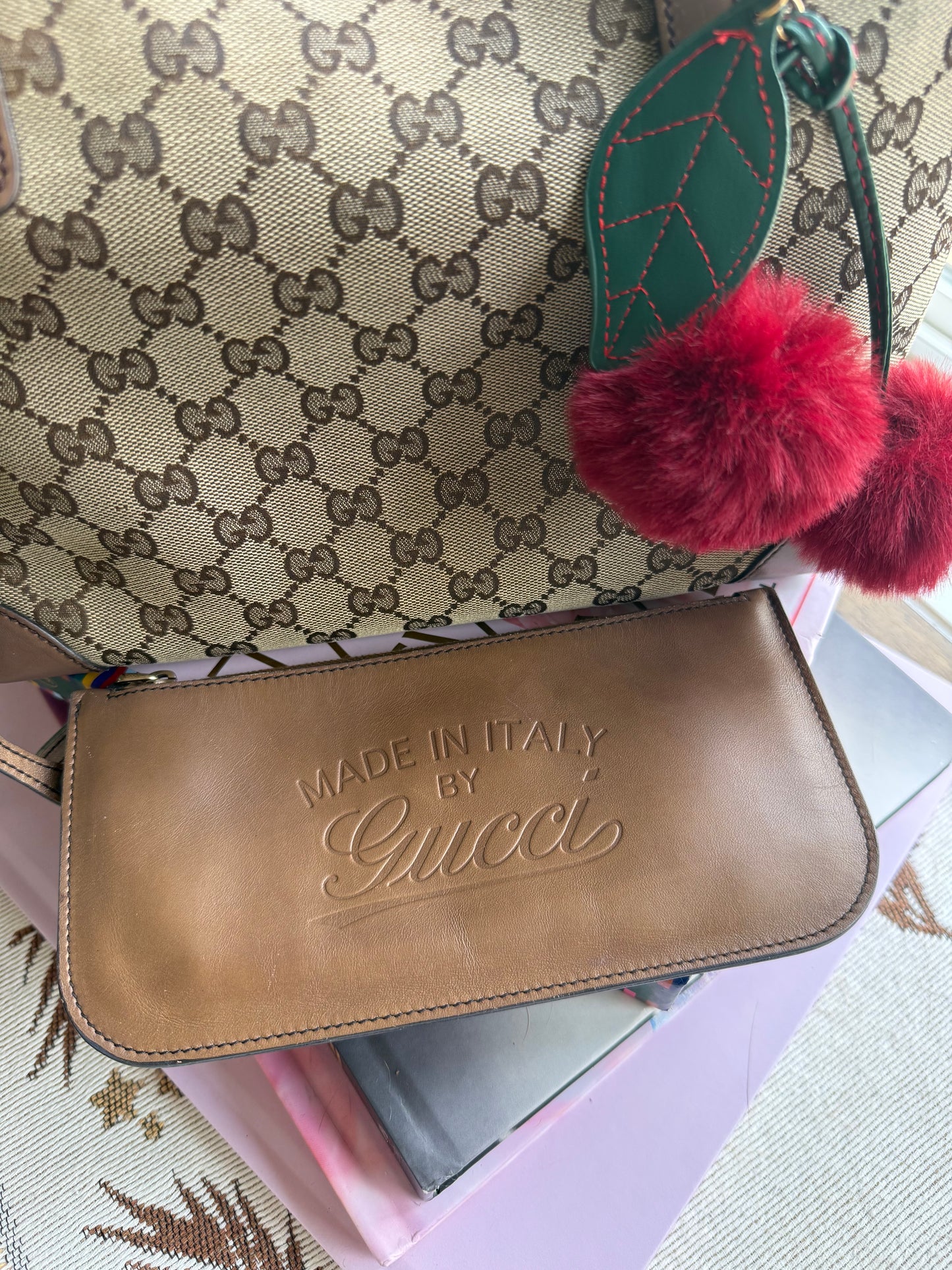Authentic Preloved Gucci Canvas Craft Tote with Pouch