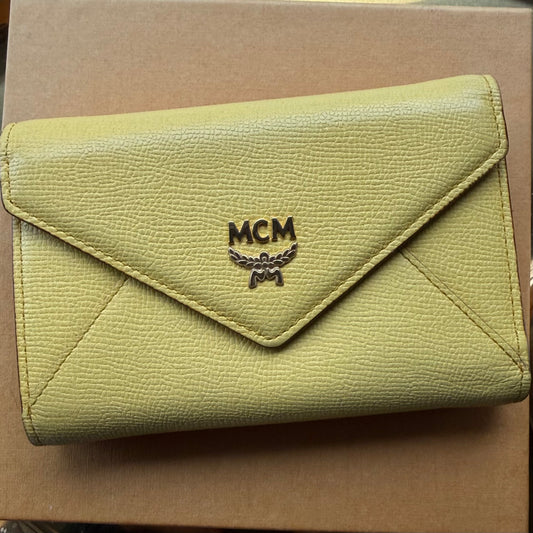 Authentic Preloved MCM Yellow Leather Short Wallet