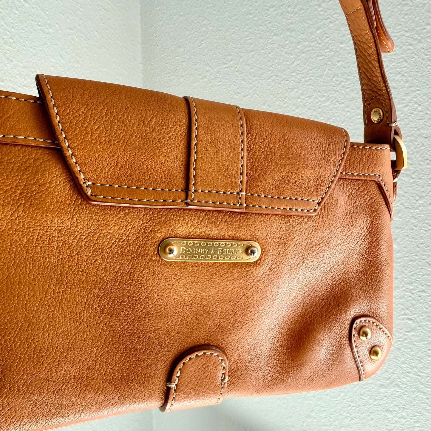 Preloved Authentic Dooney & Bourke British Tan Mini Studded Shoulder Bag