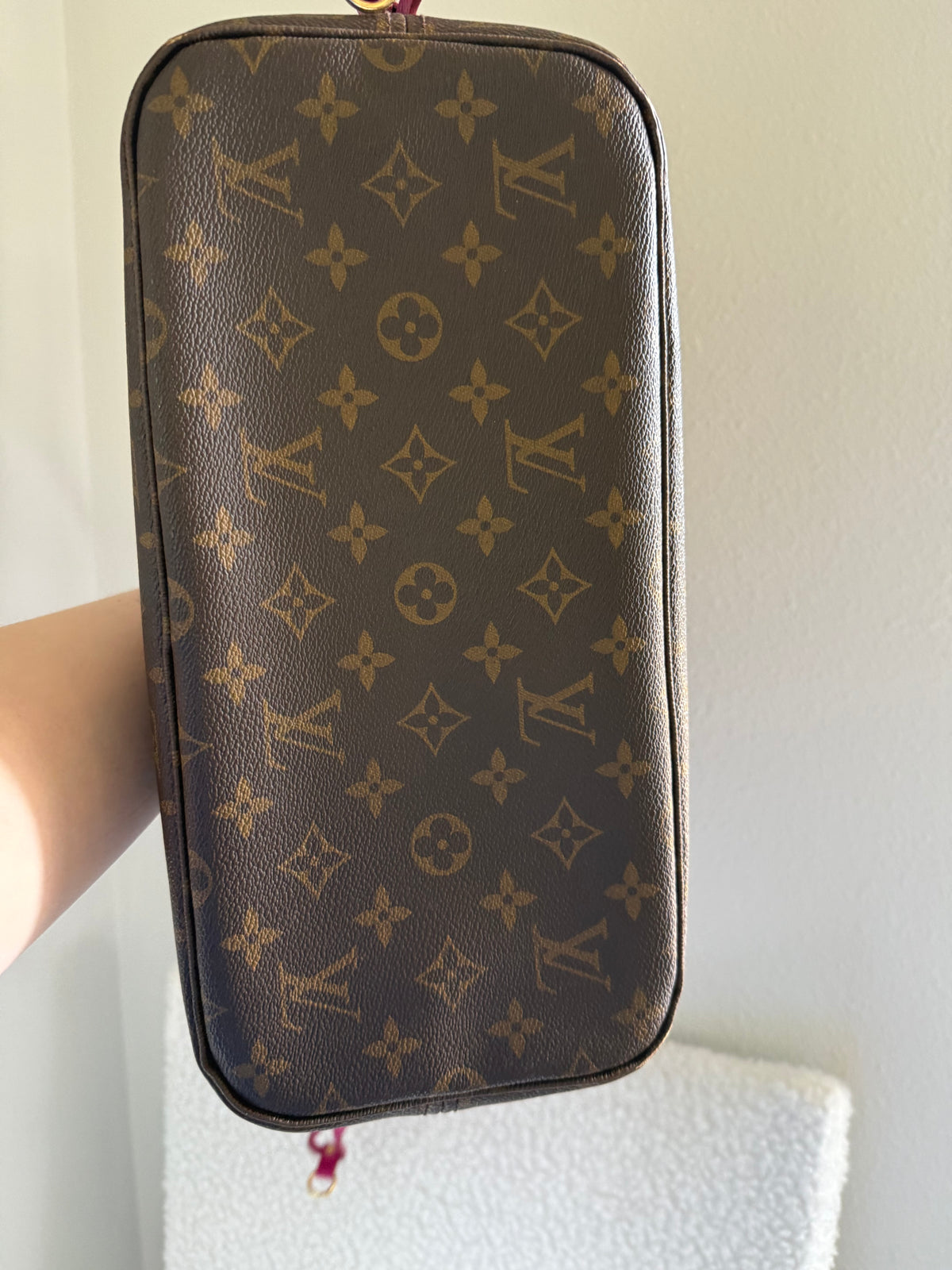 Authentic Preloved Restored Rose Pink Leather LV Neverfull MM