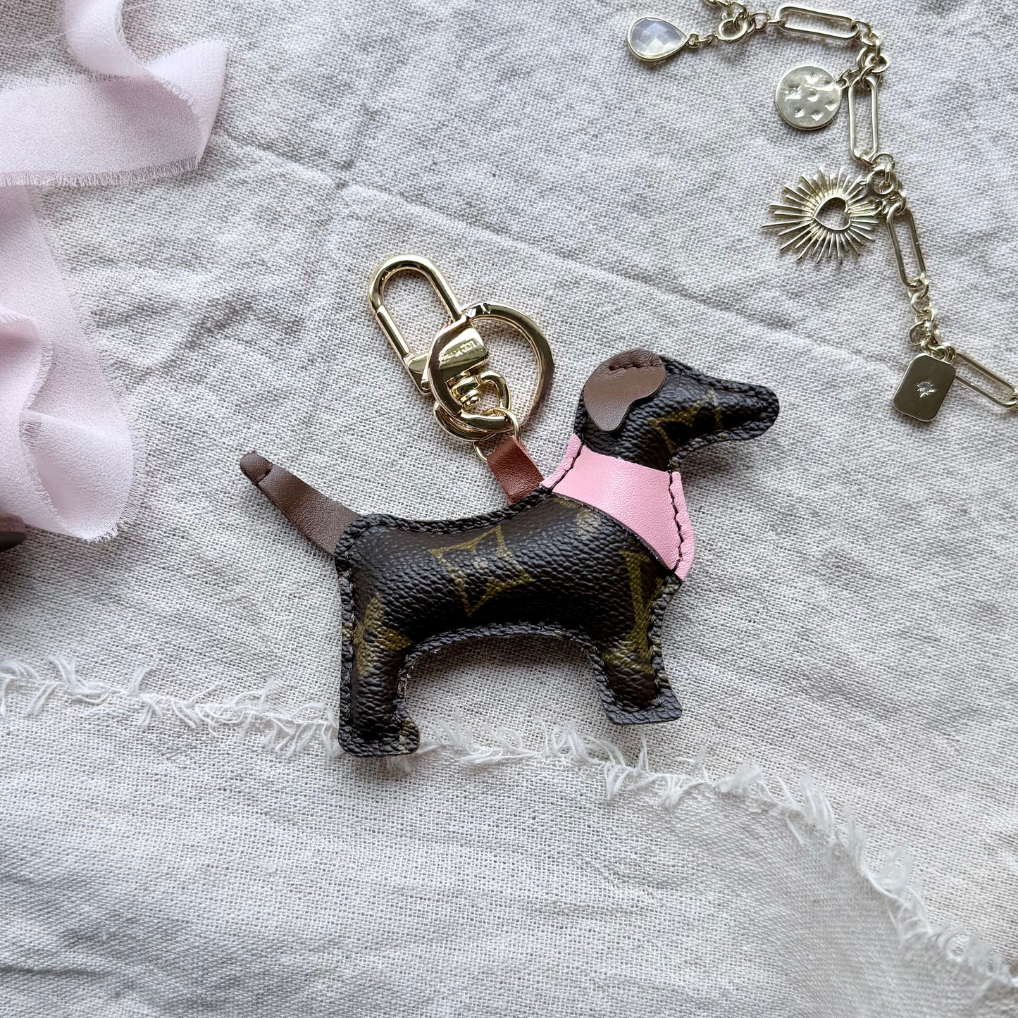 The BANDANA PUP Bag Charm || Upcycled Luxury Handmade Pet Lover Gift *Various Colors*