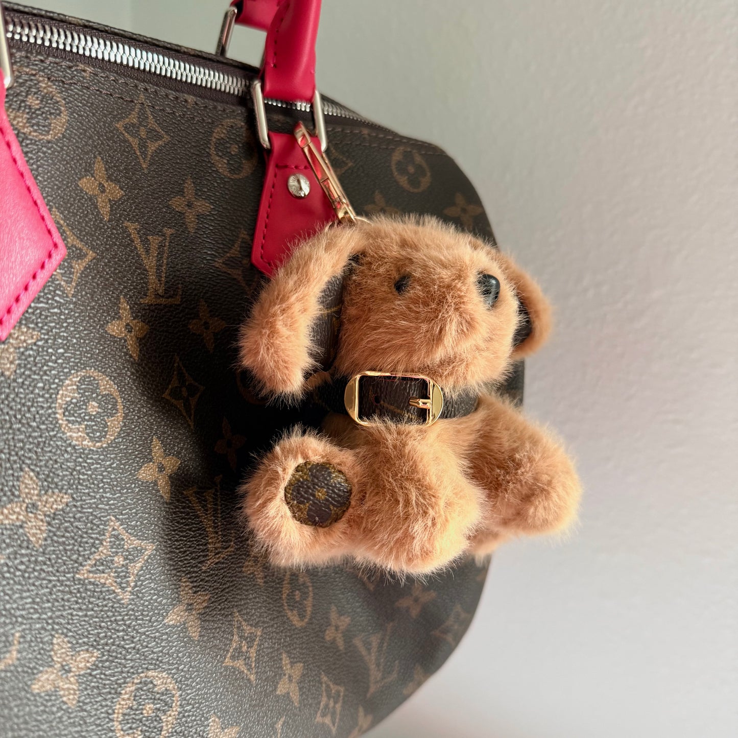 FLUFFY Handmade Upcycled LV Plush Dog Charm