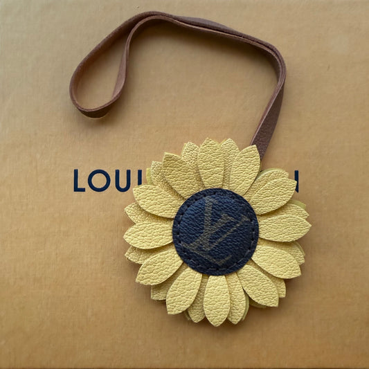 { SUNSHINE } Handmade Leather + Mono Sunflower Bag Charm *PREORDER*
