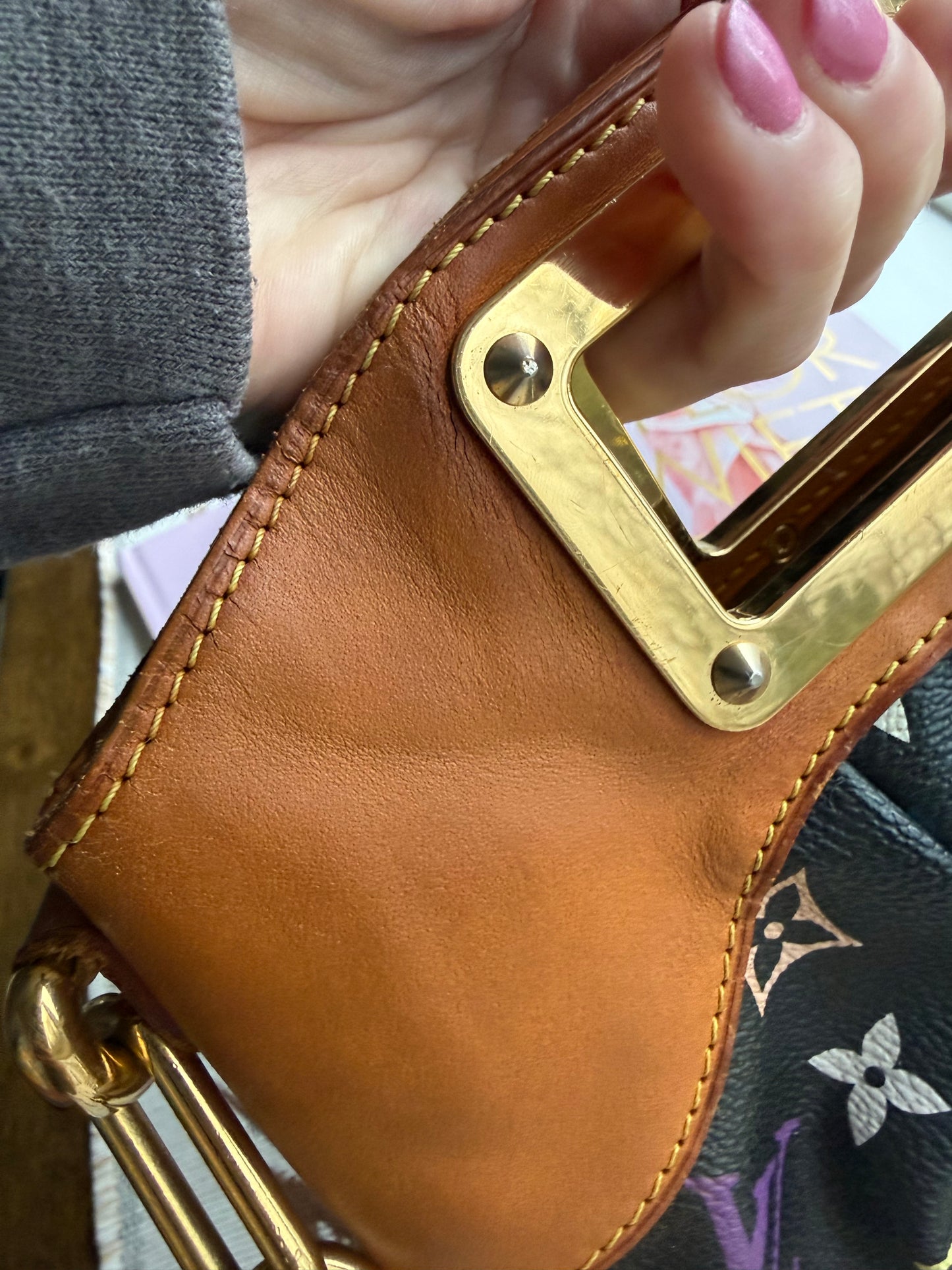 Preloved Authentic 2009 Murakami x LV Black Multicolor Judy PM