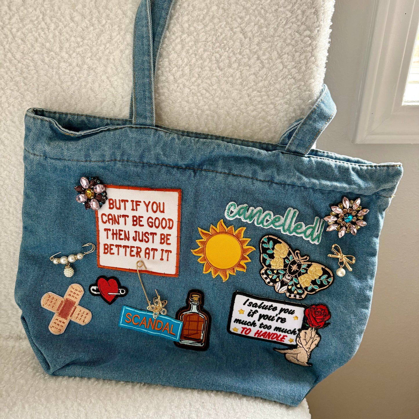 BLUE Tote 48 || Up-Cycled Artisan Patched Denim Tote Bag No. 4