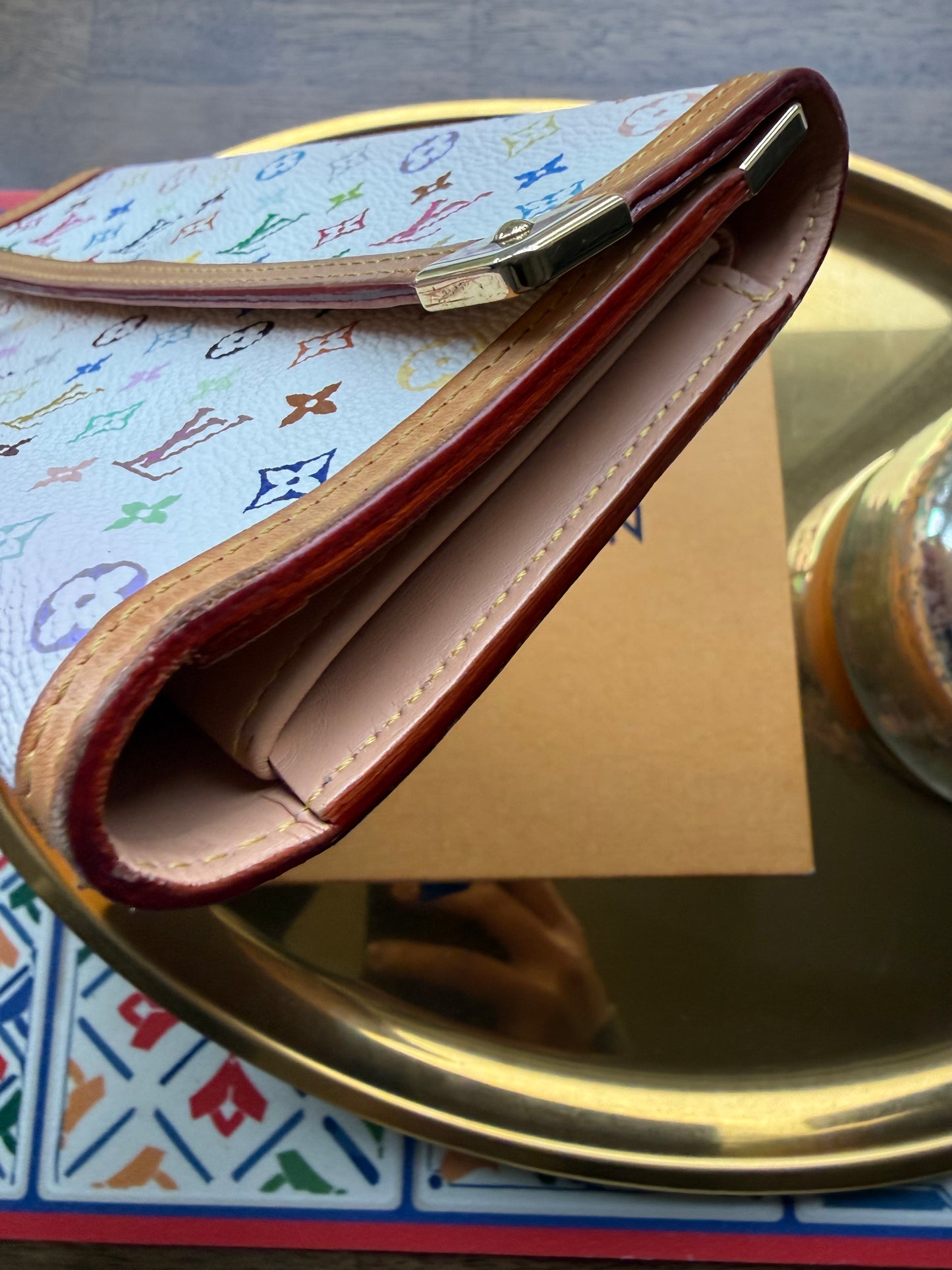 Authentic Preloved Vintage LV x Murakami White Multicolore International Wallet