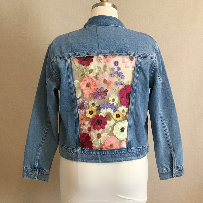 The PIANO Jacket || Handsewn Floral Appliqué Denim Jacket *Preorder