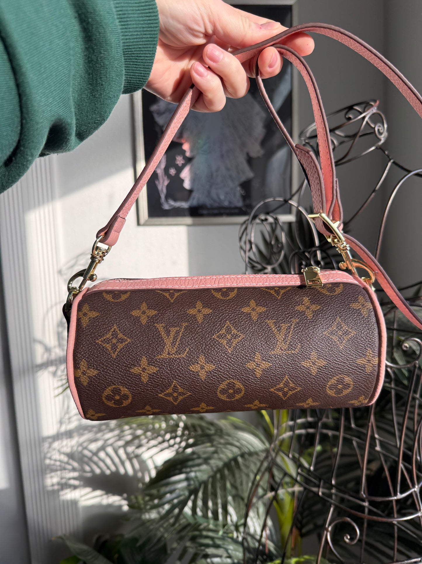 { AIMEE } Handmade Barrel Bag in Dusty Pink + Mono