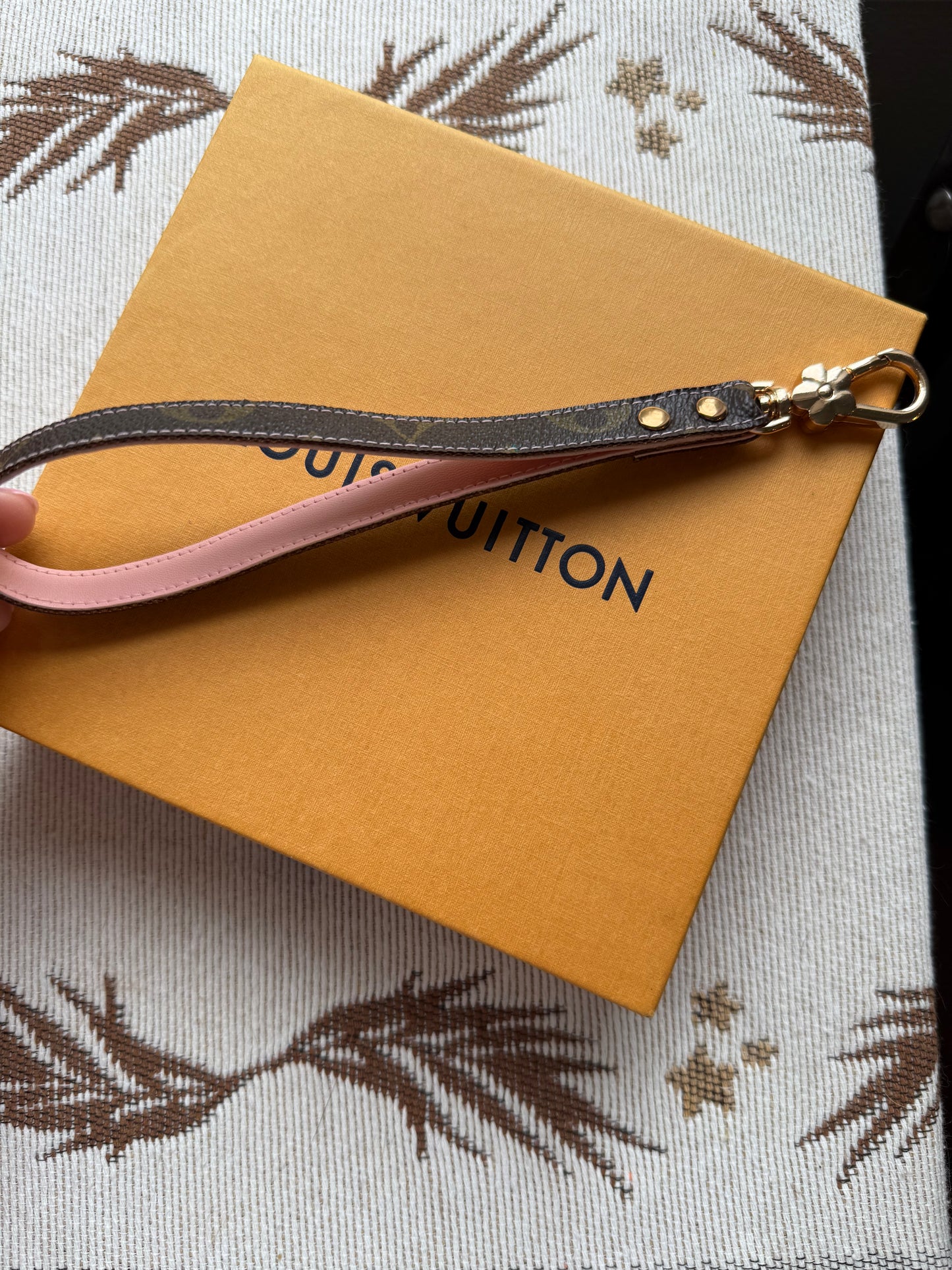 THE ONE Upcycled Pink and Mono Wristlet