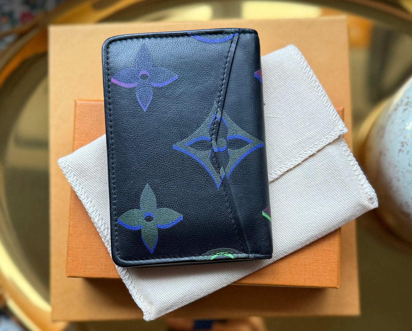 Authentic Preloved LV Black Leather Borealis Organizer Wallet