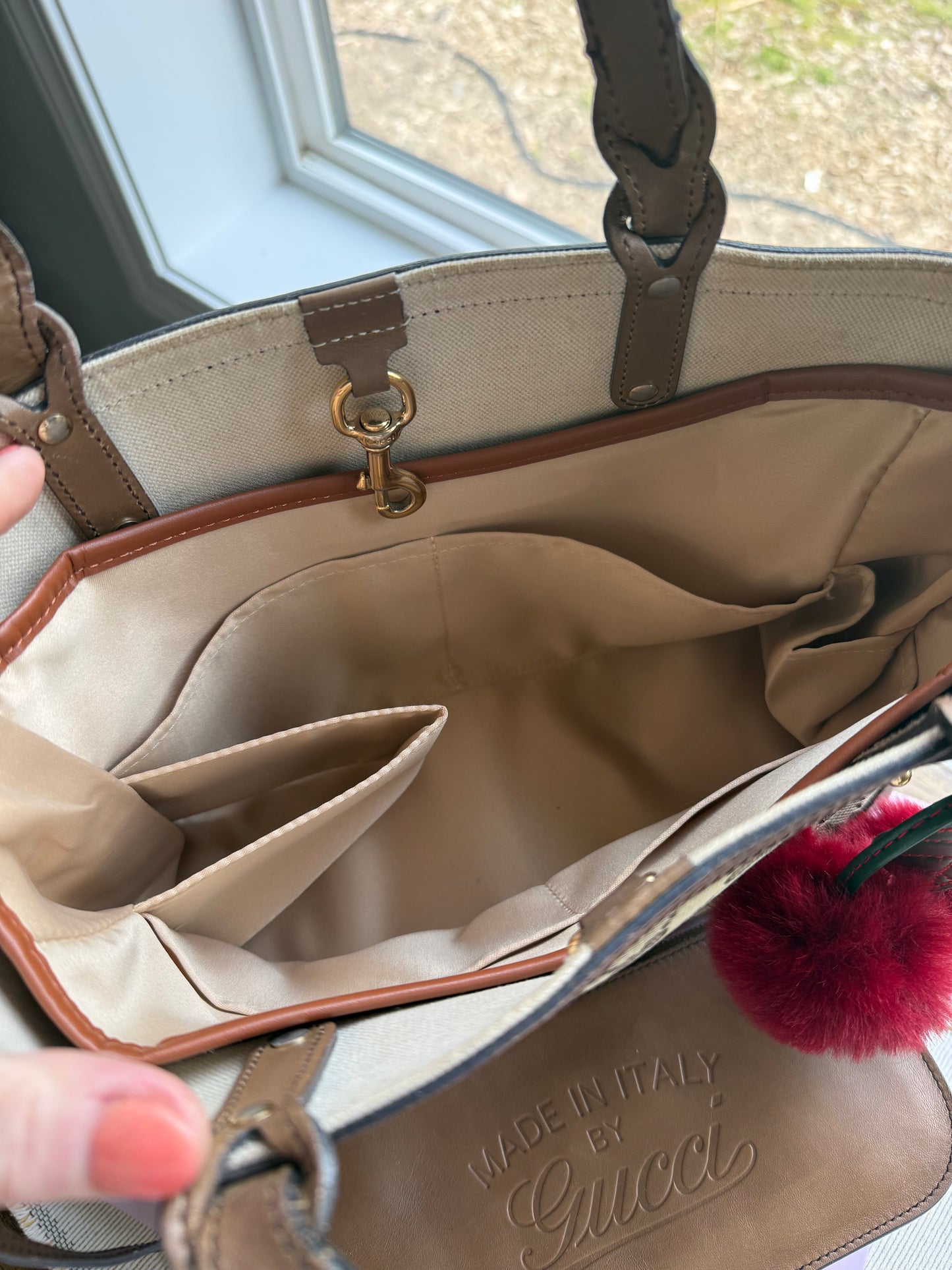 Authentic Preloved Gucci Canvas Craft Tote with Pouch