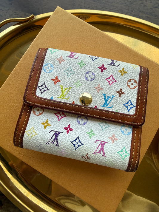 Authentic Preloved Vintage White Multicolor LV X Murakami Wallet