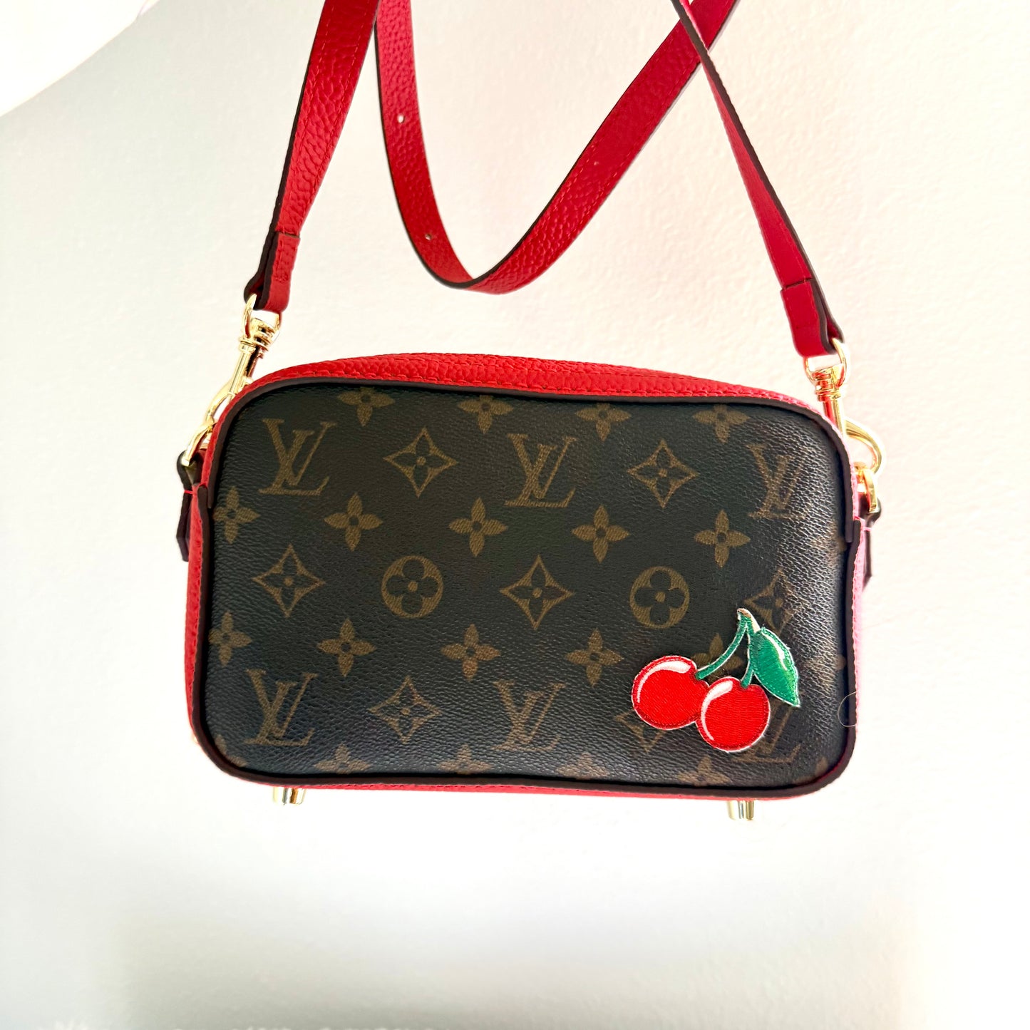 The AMERICANA Crossbody || Handmade Upcycled Luxury Monogram Canvas Cherry Crossbody Bag