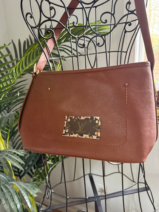 Brown Leather + Mono Patch Crossbody