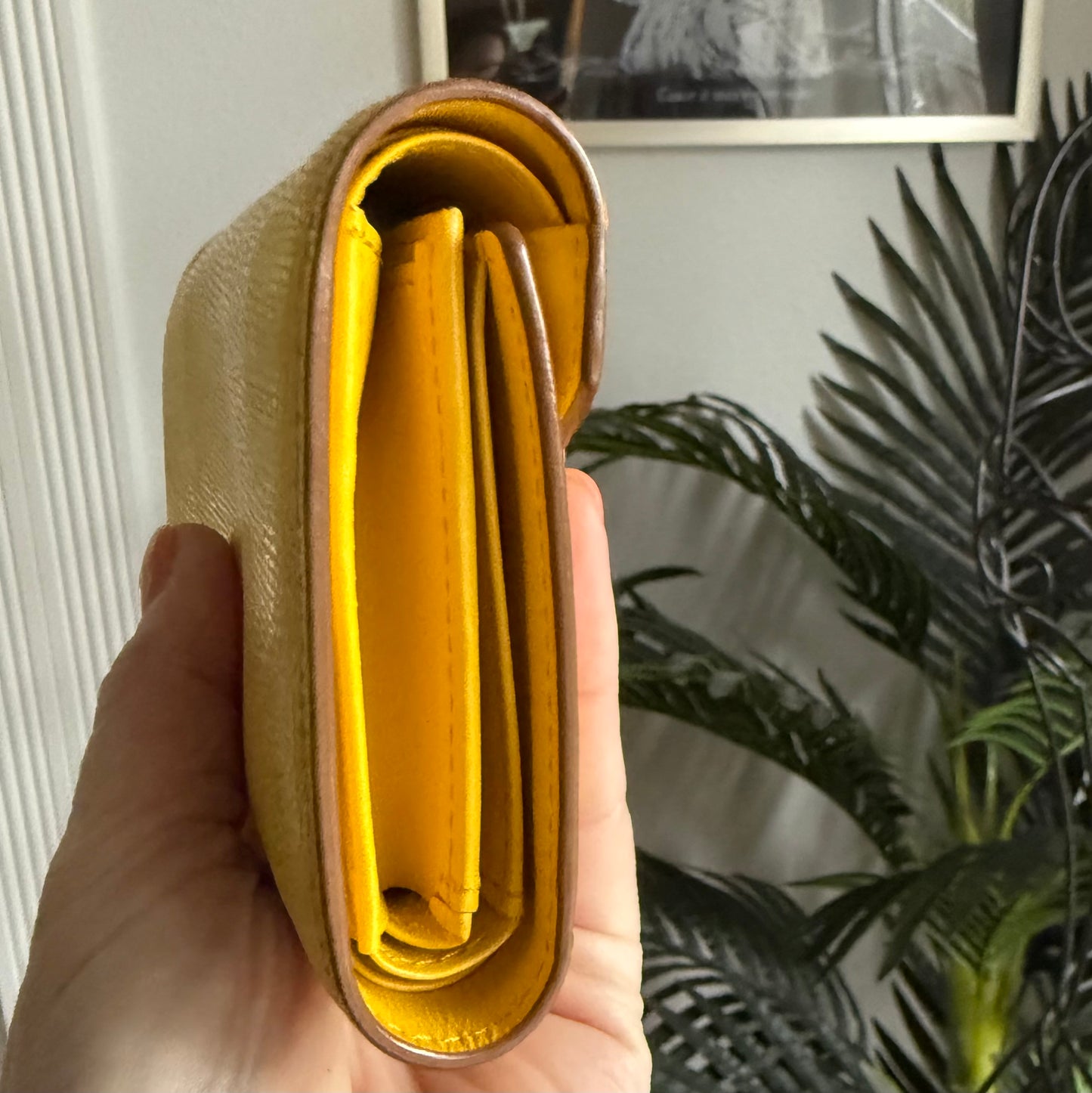 Authentic Preloved Classic Quiet Luxury Coastal Grandma MCM Yellow Leather Short Wallet