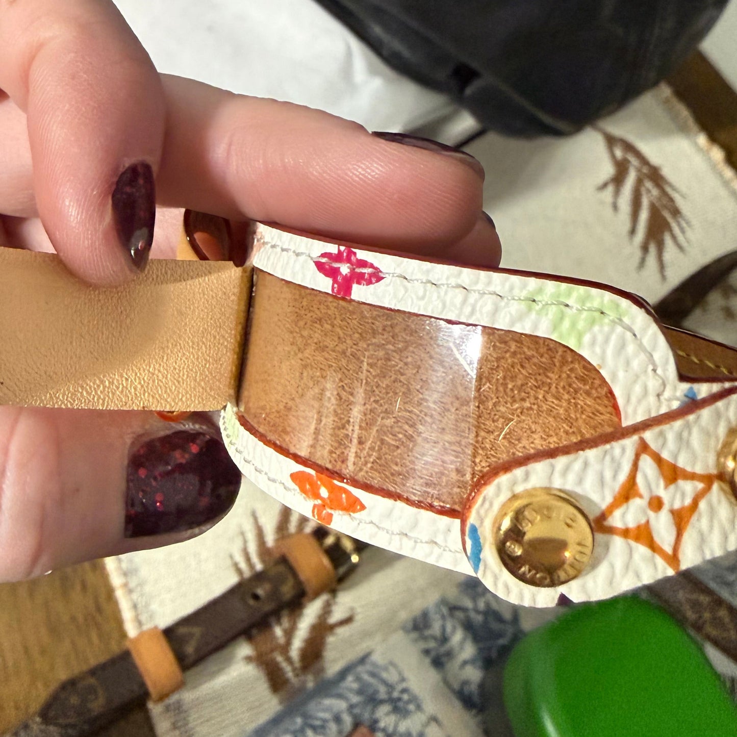 Authentic Preloved Y2K LV x Murakami White Multi Bow ID Bracelet