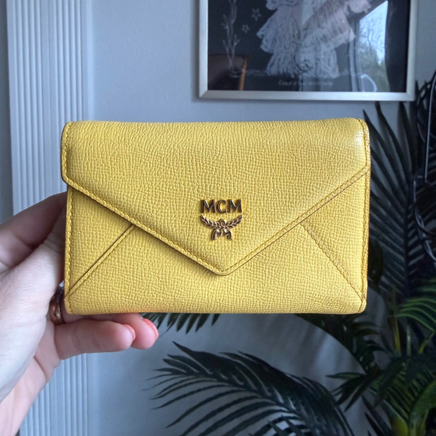 Authentic Preloved Classic Quiet Luxury Coastal Grandma MCM Yellow Leather Short Wallet
