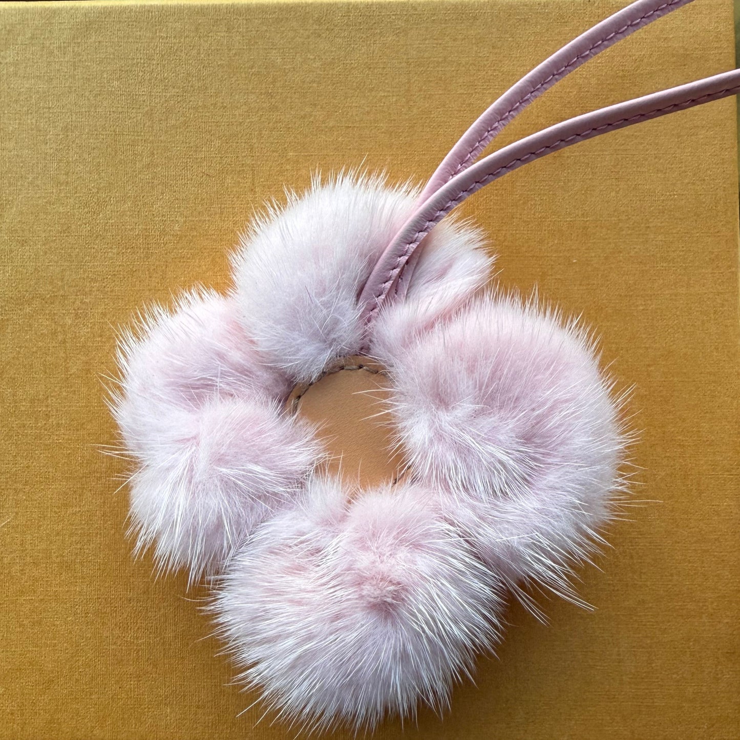 {FLOWERGIRL} Handmade Light Pink Fur + Mono Sunny Doll Bag Charm *Preorder*