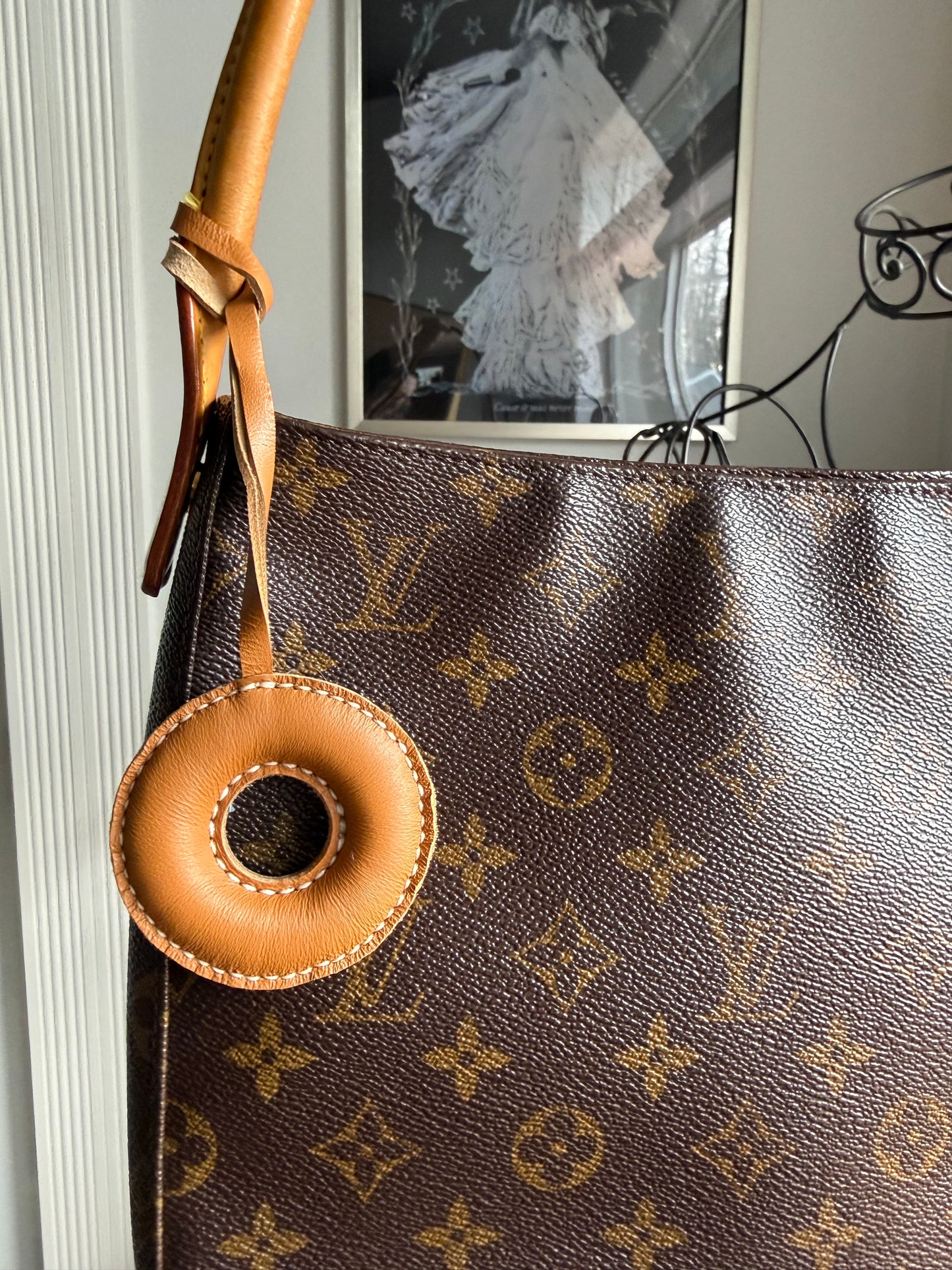 Blue Leather Donut Bag Charm