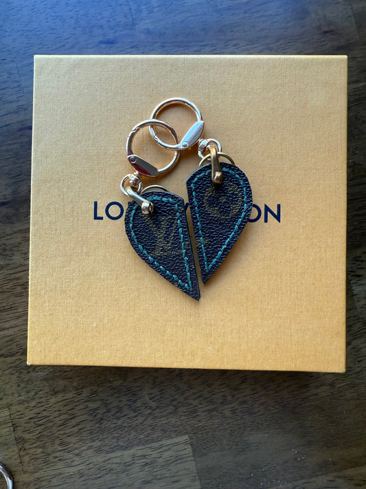 DORTHEA BFF Leather & Mono Heart Bag Charm set (Deep Green)
