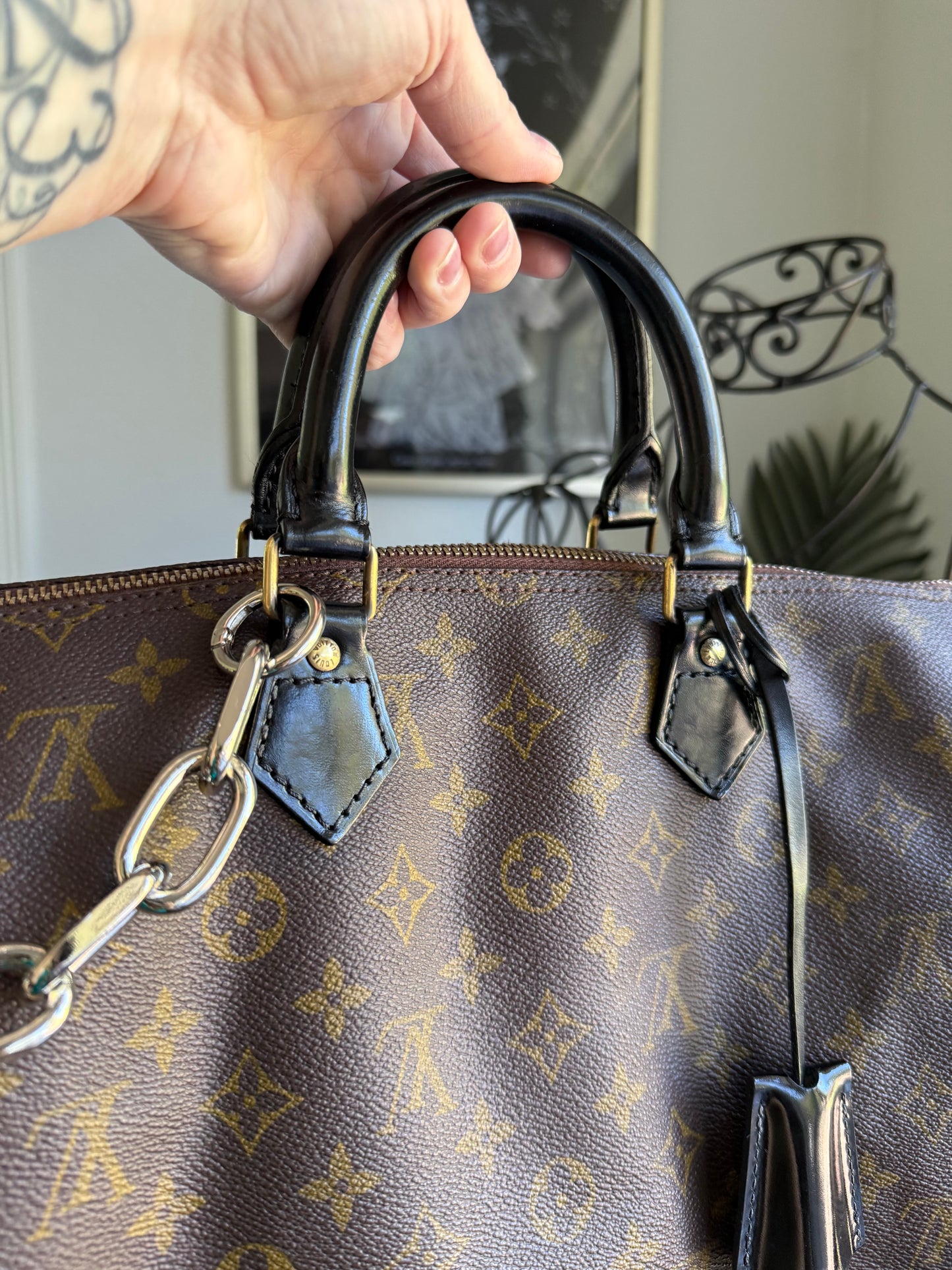 Preloved Authentic Reimagined Vintage LV Speedy 35 DARK *one of one*