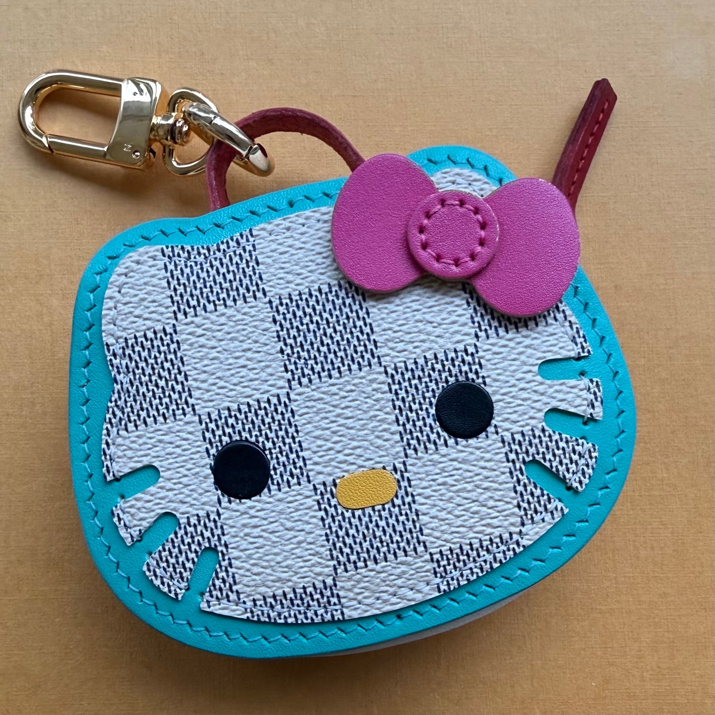 { MEOW } Handmade Leather + DA Canvas Zippy Bag Charm (Teal)