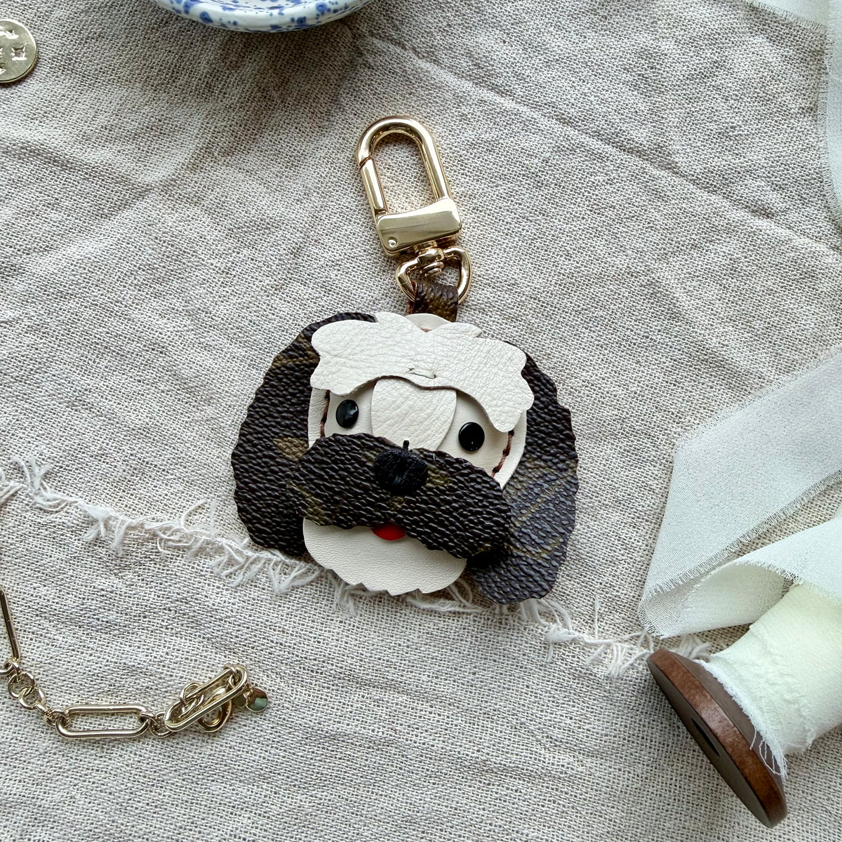 RUFFLES || Upcycled Luxury Lhasa Apso Dog Charm