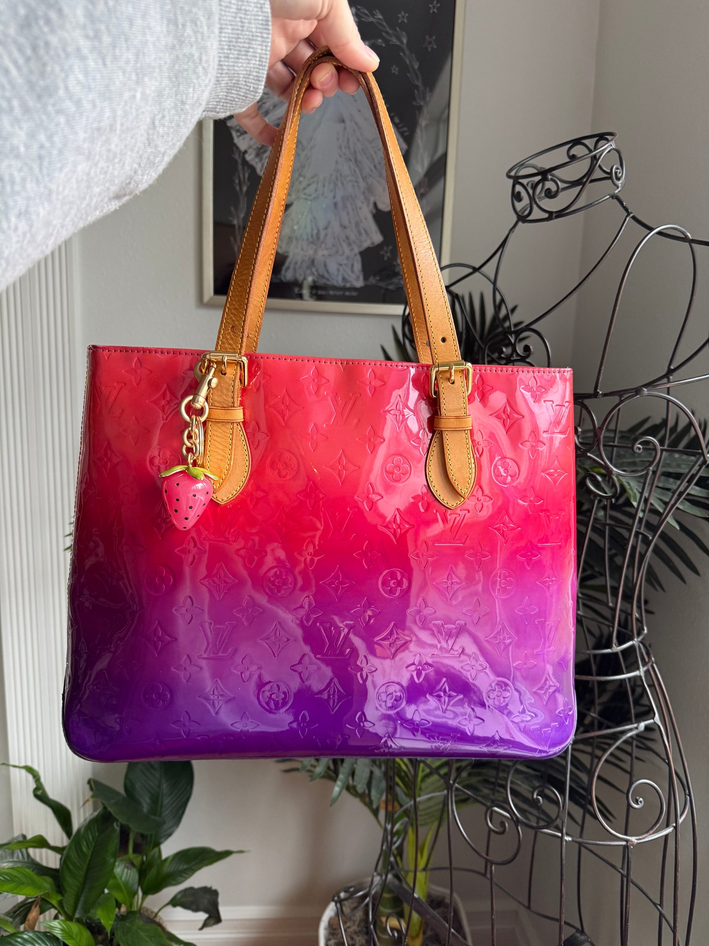 Authentic Preloved Custom Dyed Sunset Ombre Vernis Louis Vuitton Luxury Brentwood Bag