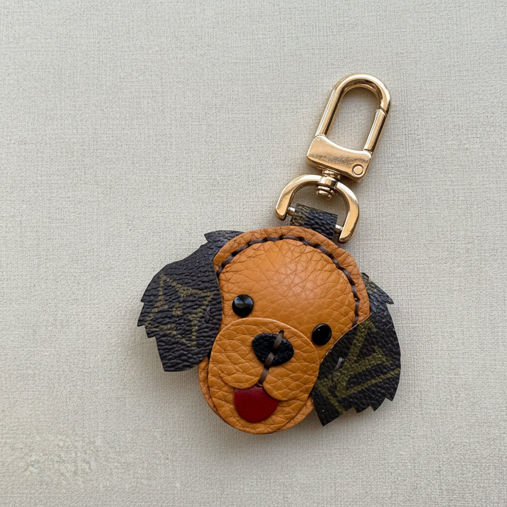 Handmade Upcycled Luxury Dog Lover Bag Charm *Various Colors*