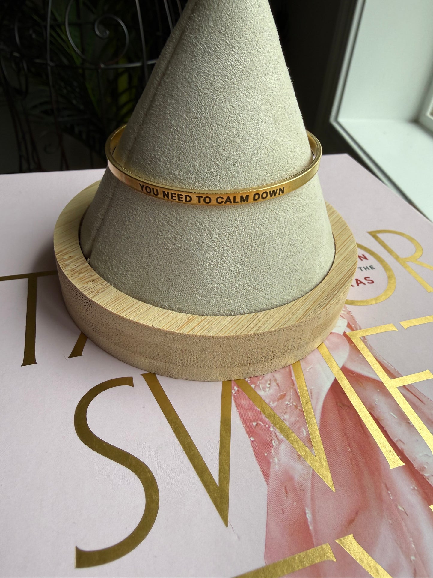 { CALM DOWN } Engraved Brass Cuff Bracelet