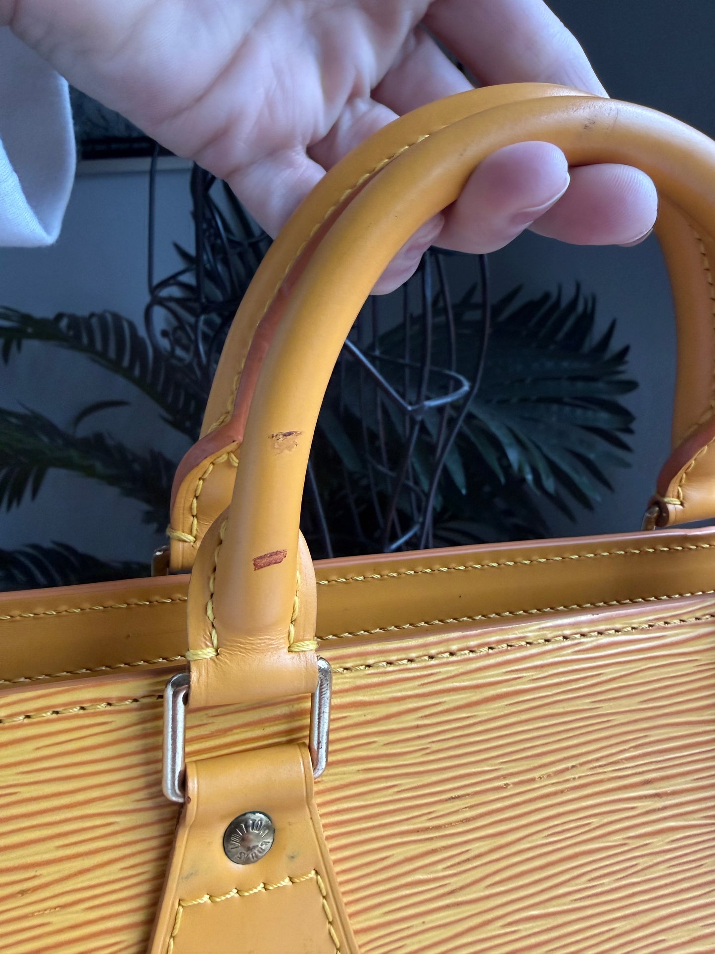 Preloved Authentic Vintage Luxury Statement Piece Iconic 1995 Louis Vuitton Sac Triangle bag in yellow epi leather