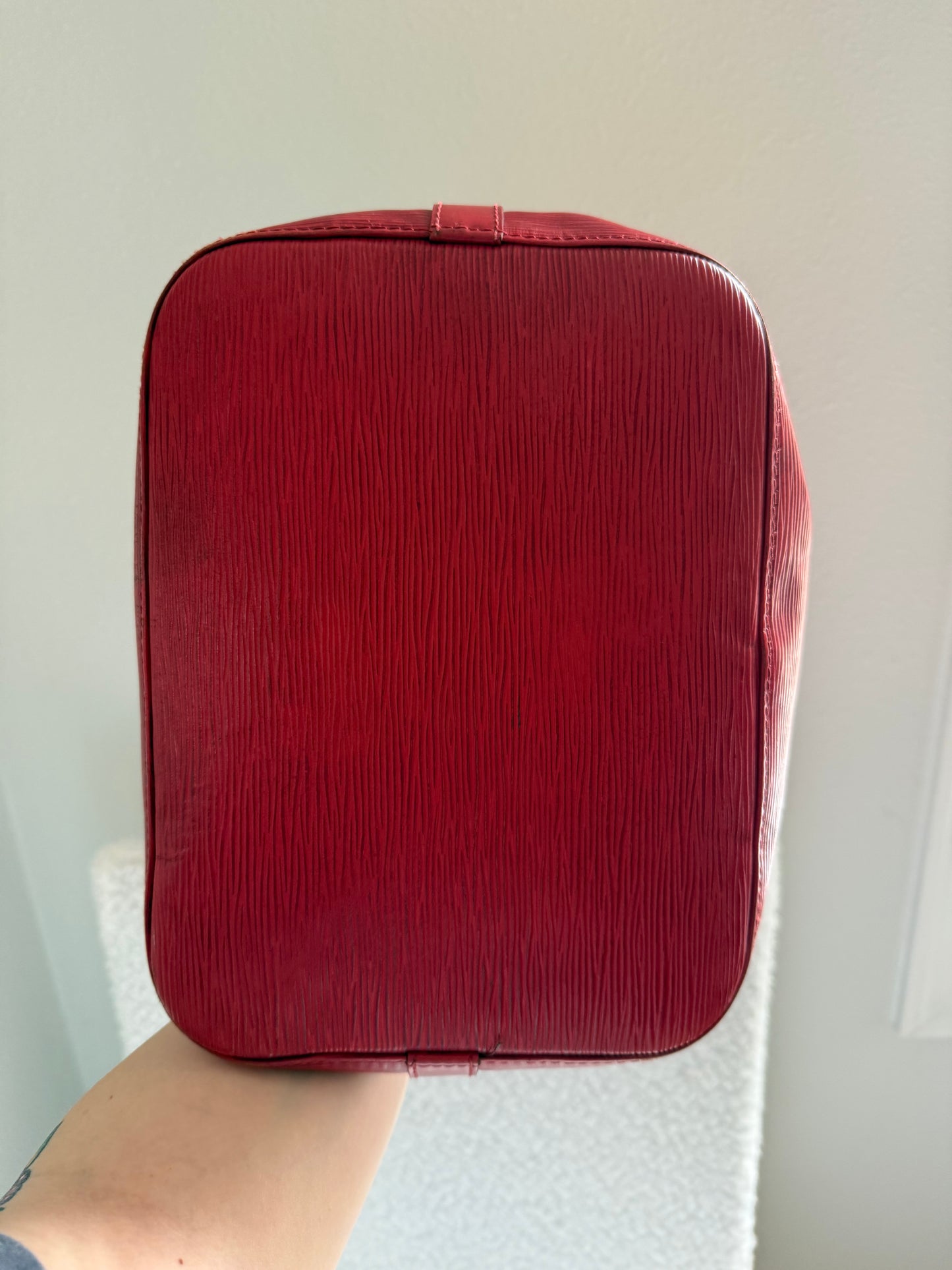 Authentic Preloved Vintage Reimagined Louis Vuitton Petit Noe in Red Epi Leather