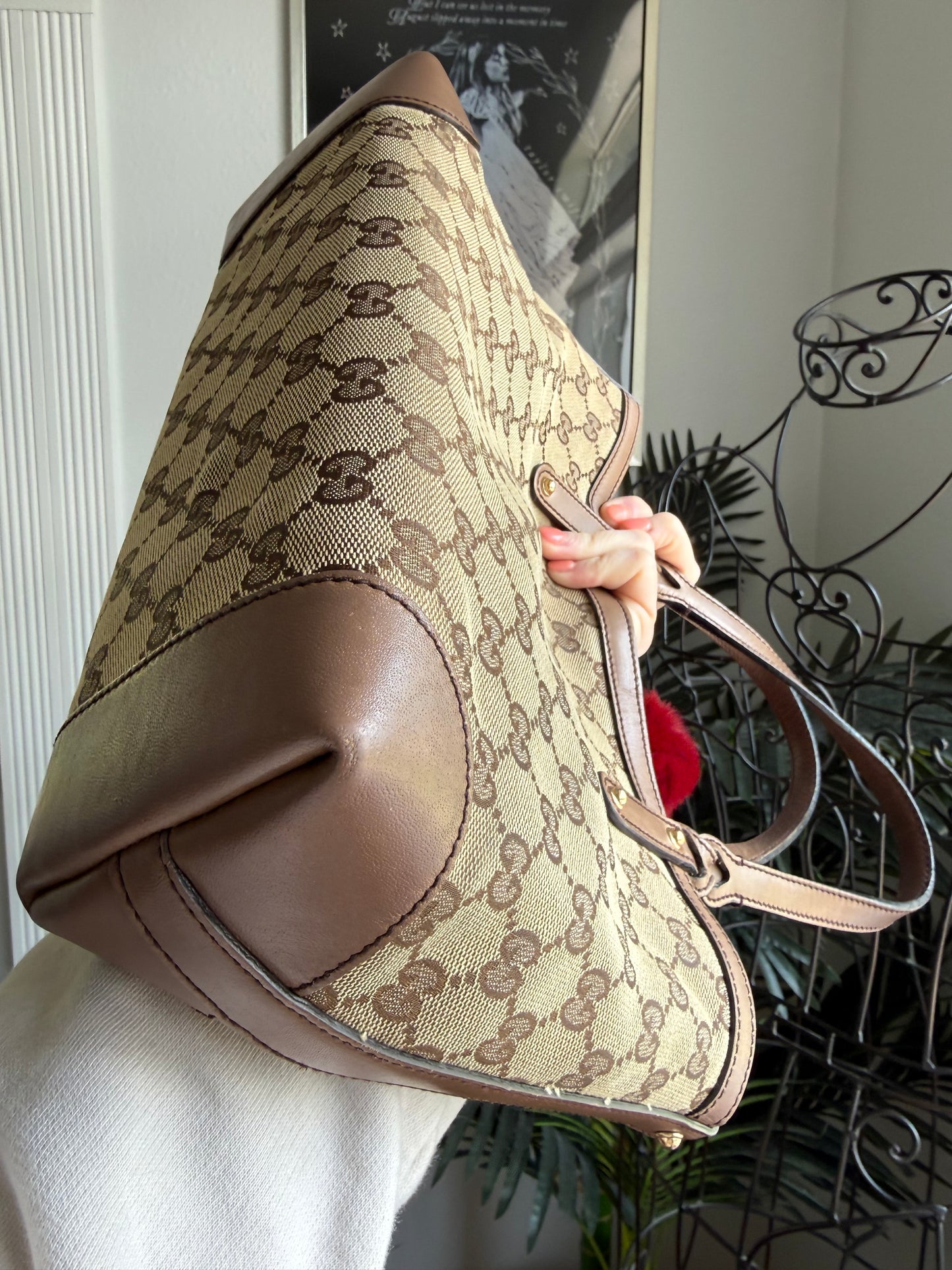 Authentic Preloved Gucci Canvas Craft Tote with Pouch
