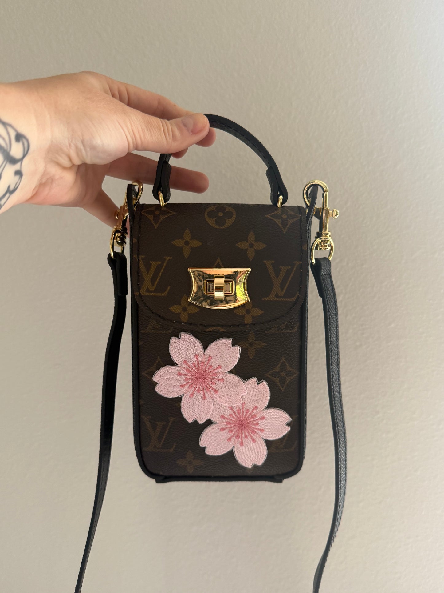 The SIDEKICK || Handmade Upcycled Luxury Canvas Mini Bag Cherry Blosson Edition