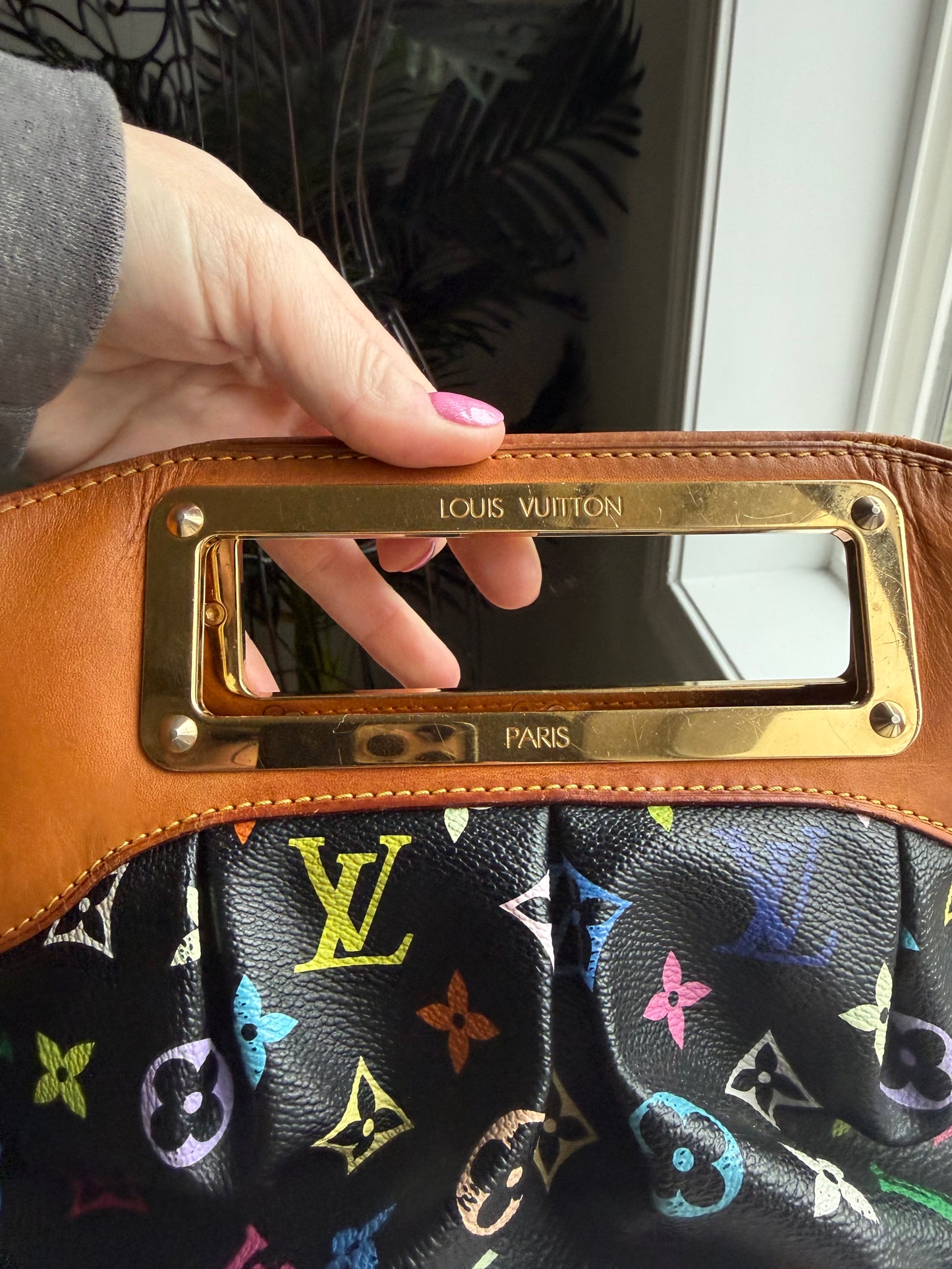 Preloved Authentic 2009 Murakami x LV Black Multicolor Judy PM