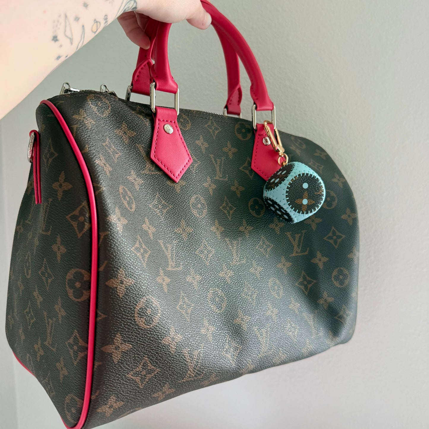 Handmade Luxury Upcycled LV Dice Bag Charm